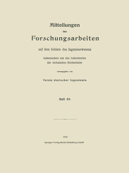 Produktbild: Mitteilungen &uuml;ber Forschungsarbeiten auf dem Gebiete des Ingenieurwesens
