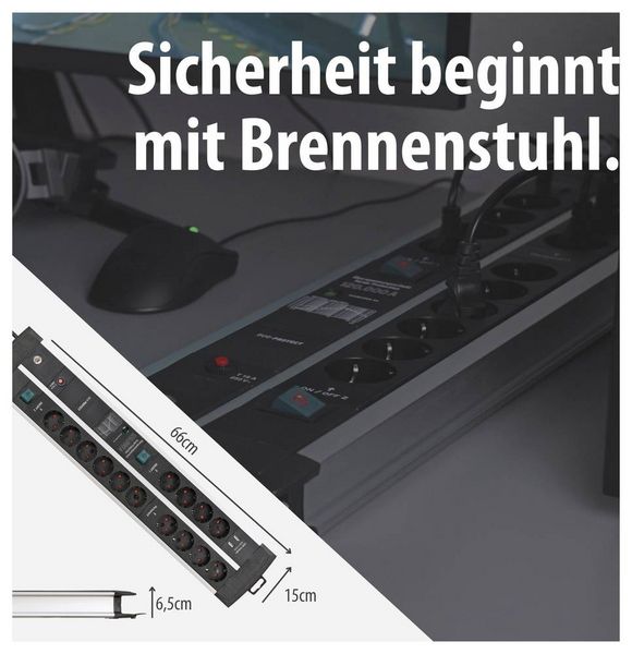 Produktbild: Brennenstuhl 1392000232 &Uuml;berspannungsschutz-Steckdosenleiste 14fach Silber, Schwarz Schutzkontakt 1 St.