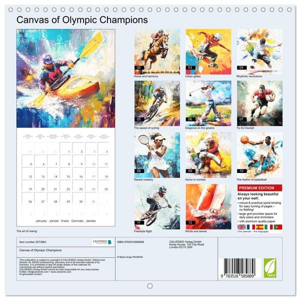 Produktbild: Canvas of Olympic Champions (Wall Calendar 2026 12 &times; 12 Inch) CALVENDO 12 Month Wall Calendar