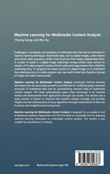 Produktbild: Machine Learning for Multimedia Content Analysis