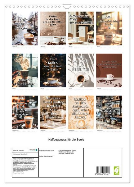 Produktbild: Kaffeegenuss f&uuml;r die Seele (Wandkalender 2026 DIN A3 hoch), CALVENDO Monatskalender