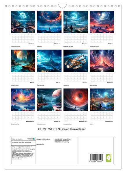 Produktbild: FERNE WELTEN Cooler Terminplaner (Wandkalender 2026 DIN A3 hoch), CALVENDO Monatskalender