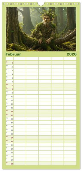 Produktbild: Familienplaner 2026 - Keltische Legenden - Die kleinen Wesen der Natur mit 5 Spalten (Wandkalender, 21 x 45 cm) CALVENDO