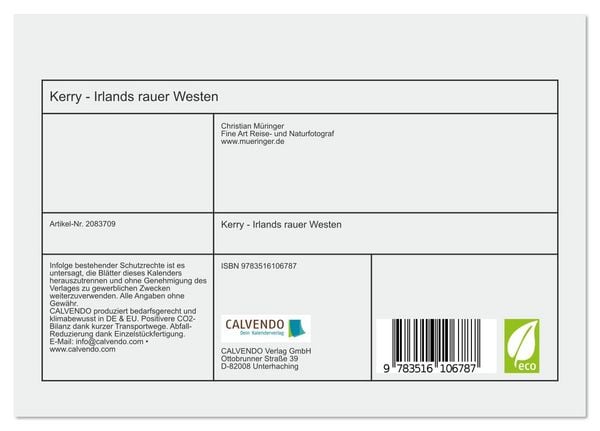 Produktbild: Kerry - Irlands rauer Westen (Tischkalender 2026 DIN A5 quer), CALVENDO Monatskalender