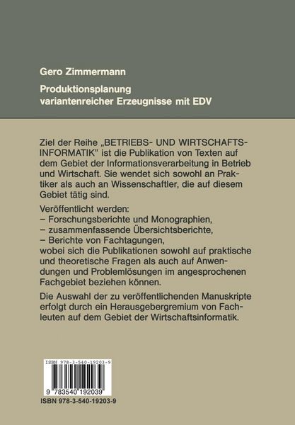 Produktbild: Produktionsplanung variantenreicher Erzeugnisse mit EDV
