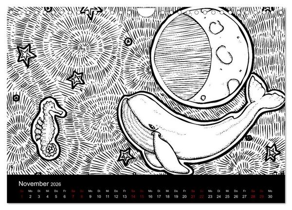 Produktbild: Bezaubernde Mini-Monster - Ein Ausmal-Kalender (Wandkalender 2026 DIN A4 quer), CALVENDO Monatskalender