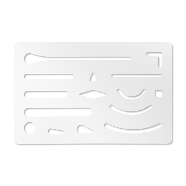 Produktbild: ARISTO Radierschablone 9 x 6 cm rostfreier Stahl, 15 &Ouml;ffnungen