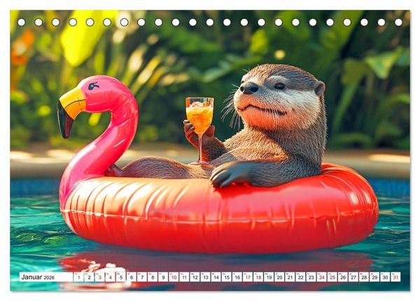 Produktbild: Otterwegs - 12 Monate tierischer Urlaubsspa&szlig; (Tischkalender 2026 DIN A5 quer), CALVENDO Monatskalender