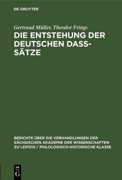 Produktbild: Die Entstehung der deutschen da&szlig;-S&auml;tze