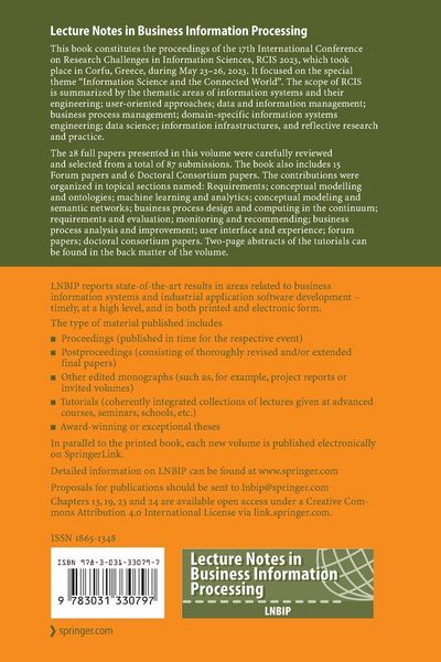 Produktbild: Research Challenges in Information Science: Information Science and the Connected World