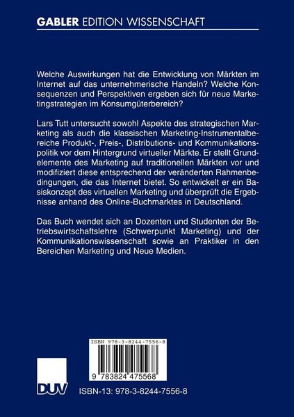 Produktbild: Marketing f&uuml;r virtuelle M&auml;rkte