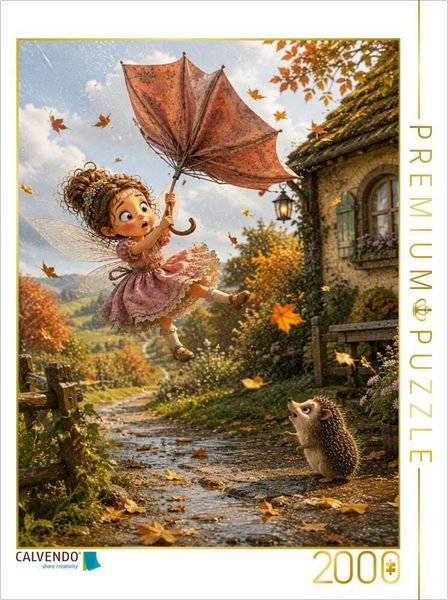 CALVENDO Puzzle Die fliegende Schirmfee | 2000 Teile Lege-Größe 90 × 67 cm Foto-Puzzle für glückliche Stunden