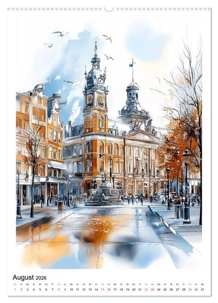 Produktbild: Amsterdam - Fahrr&auml;der, Giebel, Grachten (hochwertiger Premium Wandkalender 2026 DIN A2 hoch), Kunstdruck in Hochglanz
