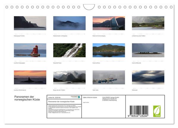 Produktbild: Panoramen der norwegischen K&uuml;ste (Wandkalender 2026 DIN A4 quer), CALVENDO Monatskalender