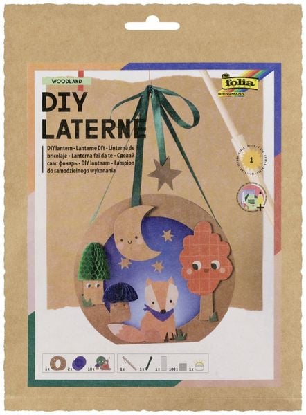 Produktbild: FOLIA Bastelartikel DIY Laterne Woodland, inkl. 1 LED-Licht und Batterien