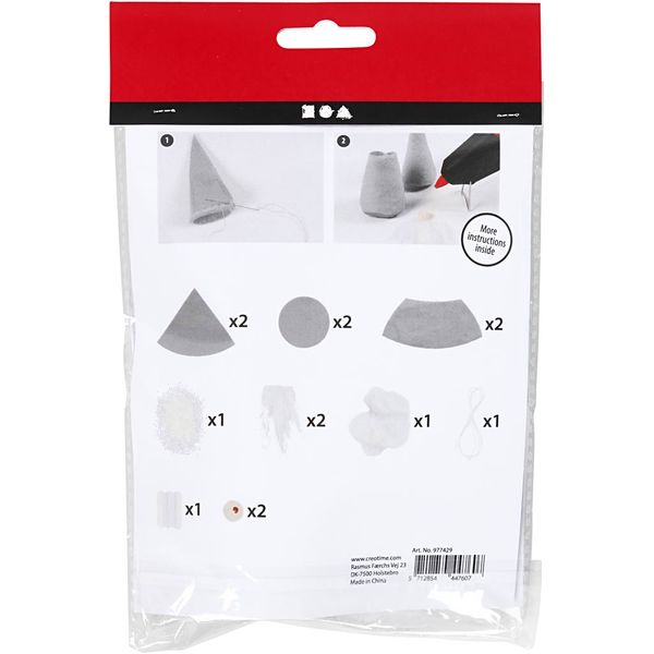 Produktbild: Creativ Company DIY Sets Filz & Fleece Mini Kreativ Set, Grau, Skandinavische Nikol&auml;use, H 12 cm, Kreativ Box