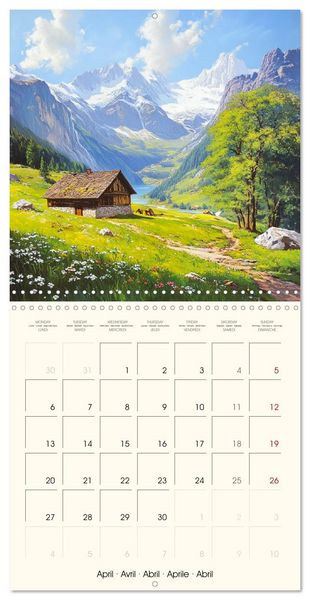 Produktbild: Majestic mountain retreats. Alpine landscape paintings (Wall Calendar 2026 12 &times; 12 Inch) CALVENDO 12 Month Wall Calendar