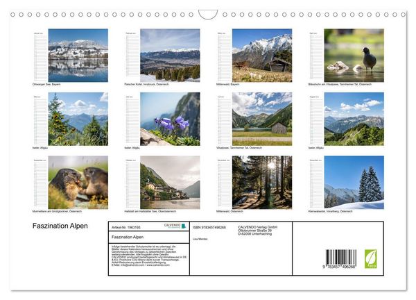 Produktbild: Faszination Alpen (Wandkalender 2026 DIN A3 quer), CALVENDO Monatskalender