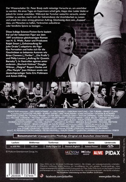 Produktbild: Der Unsichtbare (Invisible Man) / Die komplette Originalserie nach dem gleichnamigen Roman von H. G. Wells (Pidax Serien-Klassiker) [4 DVDs]