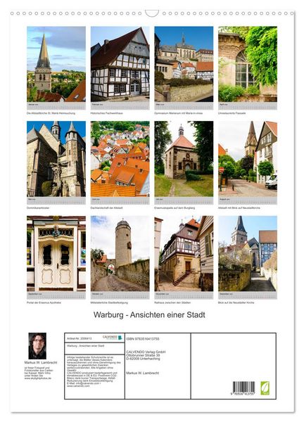 Produktbild: Warburg - Ansichten einer Stadt (Wandkalender 2026 DIN A2 hoch), CALVENDO Monatskalender
