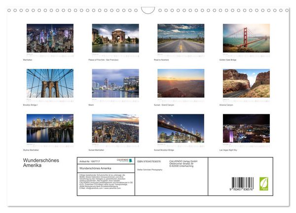 Produktbild: Wundersch&ouml;nes Amerika (Wandkalender 2026 DIN A3 quer), CALVENDO Monatskalender