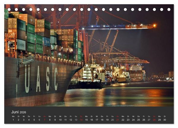 Produktbild: Hamburger Hafen bei Nacht (Tischkalender 2026 DIN A5 quer), CALVENDO Monatskalender