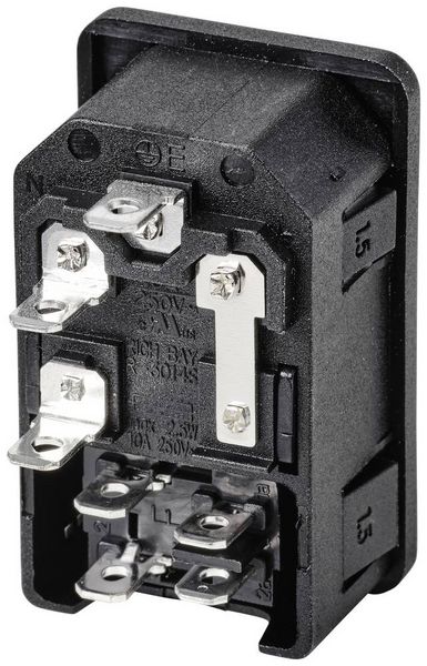 Produktbild: TRU COMPONENTS TC-10088420 Kaltger&auml;te-Steckverbinder C14 Stecker, Einbau vertikal Gesamtpolzahl: 3 10 A Schwarz 1 St.