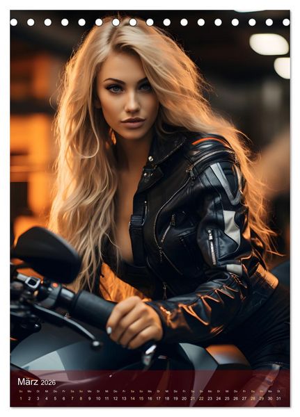 Produktbild: Bikes and Girls: Sexy M&auml;dels auf hei&szlig;en Mottorr&auml;dern (Tischkalender 2026 DIN A5 hoch), CALVENDO Monatskalender
