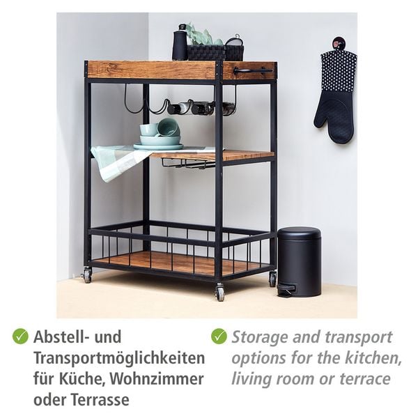 Produktbild: K&uuml;chenwagen Mod. Rustico, mit Weinglashalter und Flaschenhalte