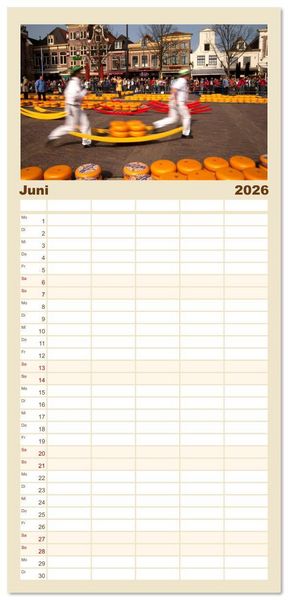 Produktbild: Familienplaner 2026 - Die ganze Vielfalt der Niederlande mit 5 Spalten (Wandkalender, 21 x 45 cm) CALVENDO