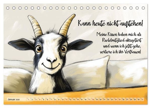 Produktbild: Ziegen, s&uuml;&szlig; aber psycho (Tischkalender 2026 DIN A5 quer), CALVENDO Monatskalender