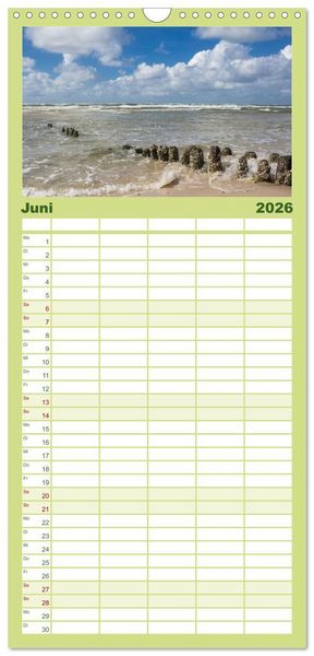 Produktbild: Familienplaner 2026 - Sylt mein Inselblick mit 5 Spalten (Wandkalender, 21 x 45 cm) CALVENDO