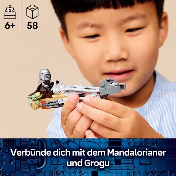Produktbild: LEGO Star Wars 75436 Der Mandalorianer und Grogu auf ihrem Speeder Bike