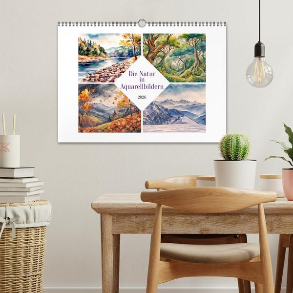 Produktbild: Die Natur in Aquarellbildern (Wandkalender 2026 DIN A3 quer), CALVENDO Monatskalender