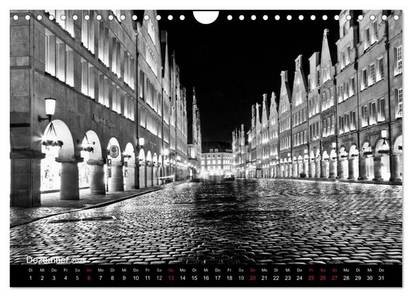 Produktbild: M&uuml;nster in schwarz-wei&szlig; gesehen (Wandkalender 2026 DIN A4 quer), CALVENDO Monatskalender