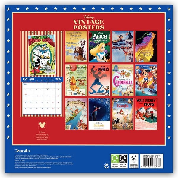 Produktbild: Disney Vintage Posters &ndash; Disney Filmplakate &ndash; Offizieller Kalender 2027 &ndash; Wandkalender