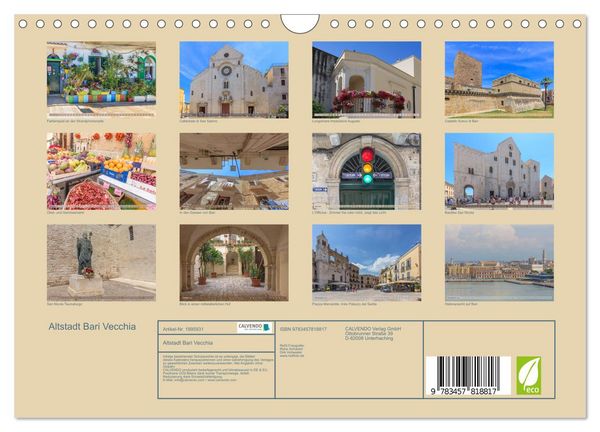 Produktbild: Altstadt Bari Vecchia (Wandkalender 2026 DIN A4 quer), CALVENDO Monatskalender
