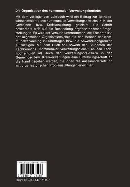 Produktbild: Die Organisation des kommunalen Verwaltungsbetriebs