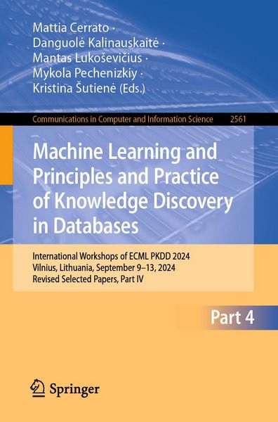 Produktbild: Machine Learning and Principles and Practice of Knowledge Discovery in Databases