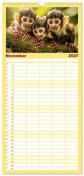 Produktbild: Familienplaner 2027 - Babys der Wildnis mit 5 Spalten (Wandkalender, 21 x 45 cm) CALVENDO