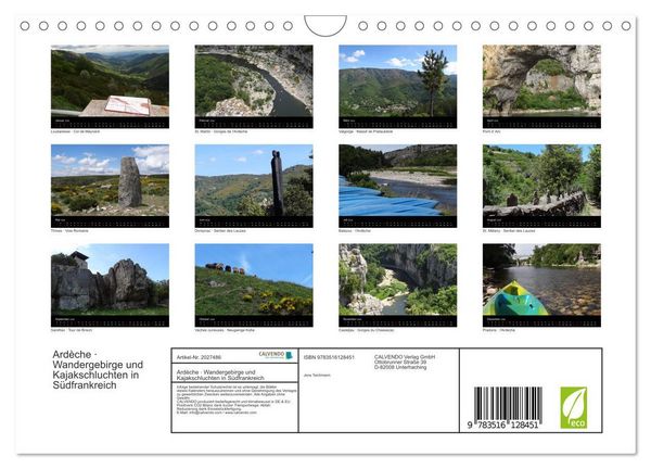 Produktbild: Ard&egrave;che &middot; Wandergebirge und Kajakschluchten in S&uuml;dfrankreich (Wandkalender 2026 DIN A4 quer), CALVENDO Monatskalender