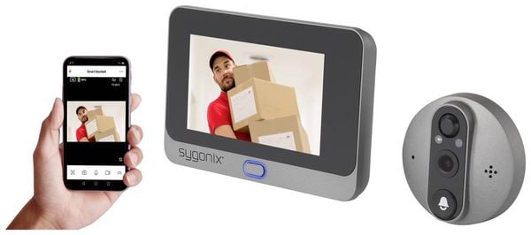 Produktbild: Sygonix IP-Video-T&uuml;rsprechanlage WLAN Kamera, Video-Inneneinheit Grau