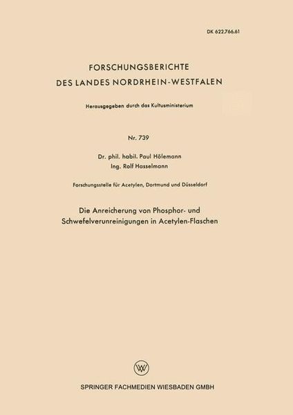 Produktbild: Die Anreicherung von Phosphor- und Schwefelverunreinigungen in Acetylen-Flaschen