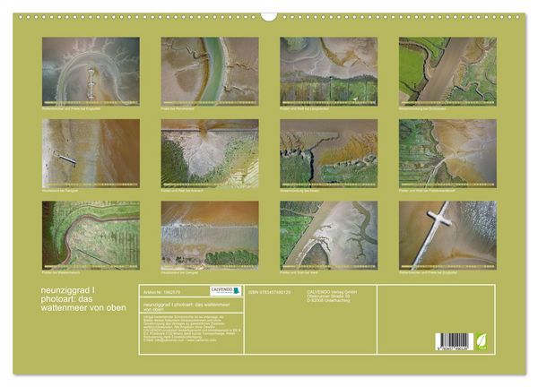 Produktbild: neunziggrad I photoart: das wattenmeer von oben (Wandkalender 2026 DIN A2 quer), CALVENDO Monatskalender