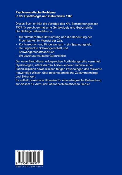 Produktbild: Psychosomatische Probleme in der Gyn&auml;kologie und Geburtshilfe 1985