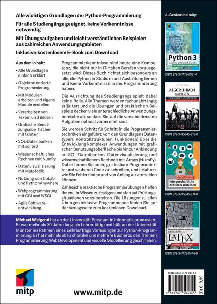 Produktbild: Python 3 f&uuml;r Studium und Ausbildung