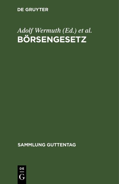 Produktbild: B&ouml;rsengesetz