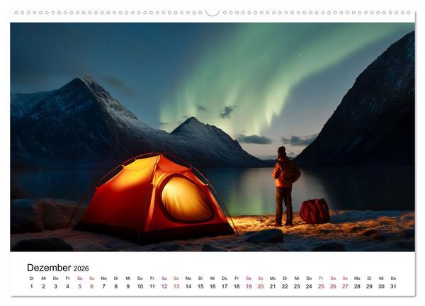 Produktbild: Zelten - frei sein (hochwertiger Premium Wandkalender 2026 DIN A2 quer), Kunstdruck in Hochglanz