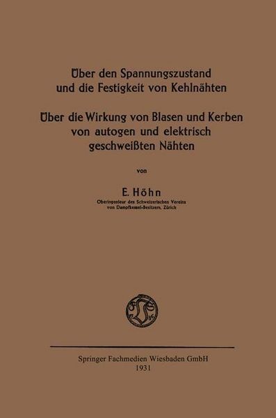 Produktbild: &Uuml;ber den Spannungszustand und die Festigkeit von Kehln&auml;hten