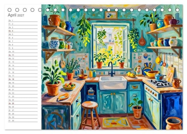 Produktbild: K&uuml;chenrausch - Ein farbstarker K&uuml;chenkalender im expressiven Stil (Tischkalender 2027 DIN A5 quer), CALVENDO Monatskalender